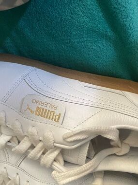Puma White Leather Palermo Sneakers with Gum Sole